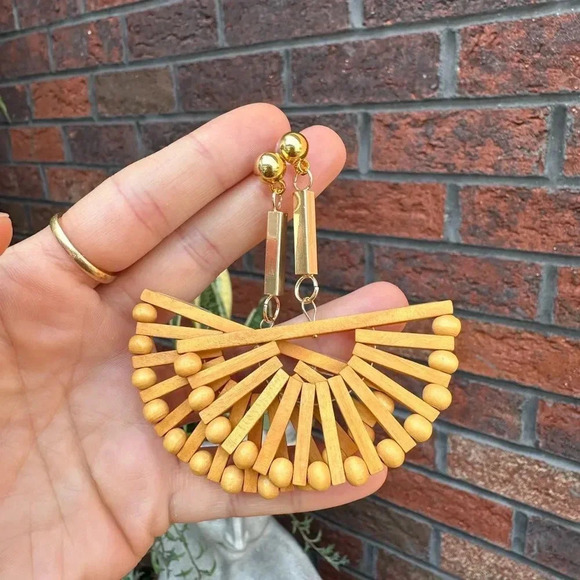 Half Windmill Bamboo Earrings - Picture 8 of 11